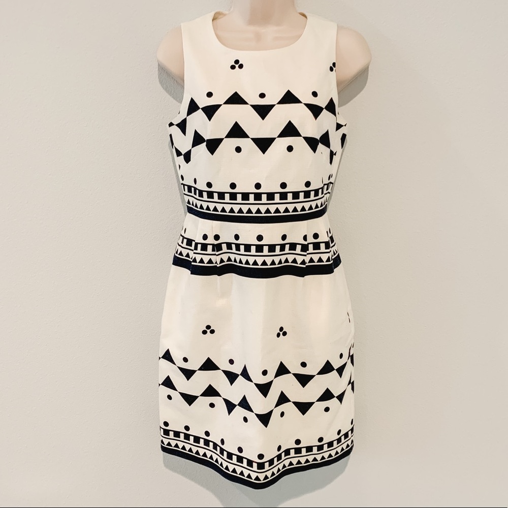 Jcrew sheath dress with navy pattern